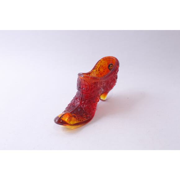 Fenton Amberina, Glass Shoe Slipper, Daisy Button Pattern, Art Object, Home - Picture 2 of 3